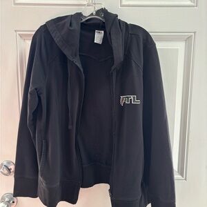 ATL Falcons logo zip up cotton Black Hoodie